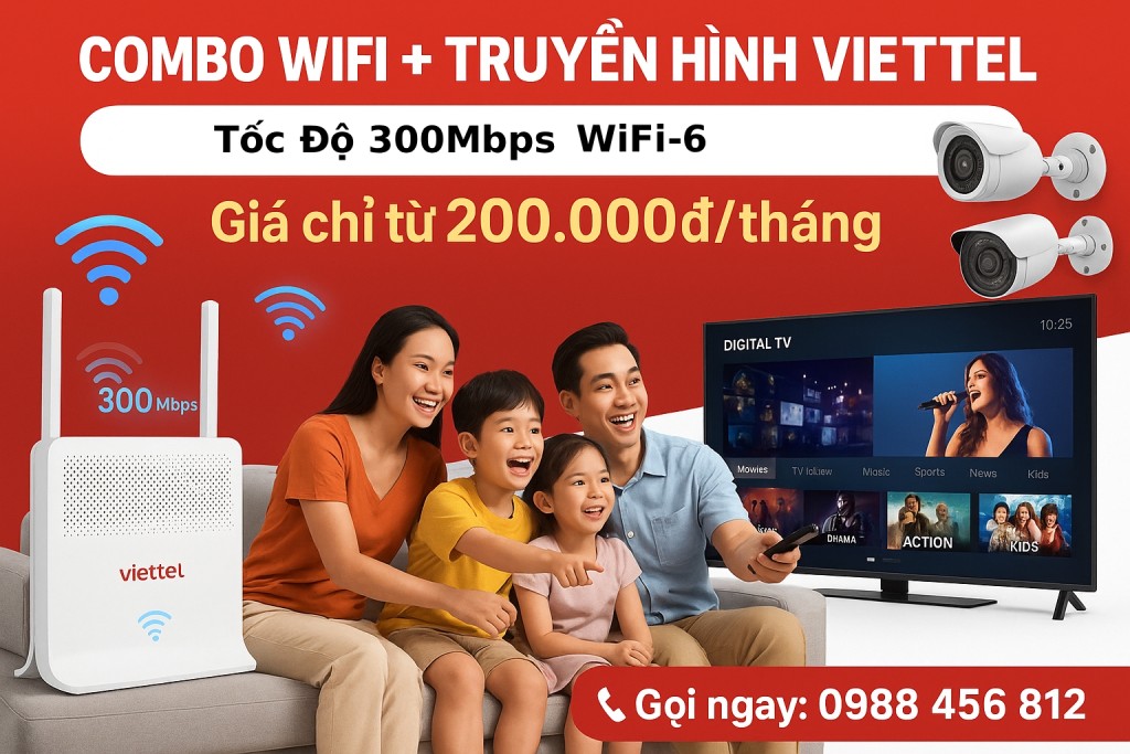 Combo wifi truyền hình viettel tv360 giá chỉ 200.000đ/tháng sử dụng apptv
